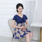 Women's Conservative Swimsuit V-Neck Pleated Collar Lotus Leaf Sleeves Flower Printed Beachwear Covers Belly Thin Loose Large Size Swimwear