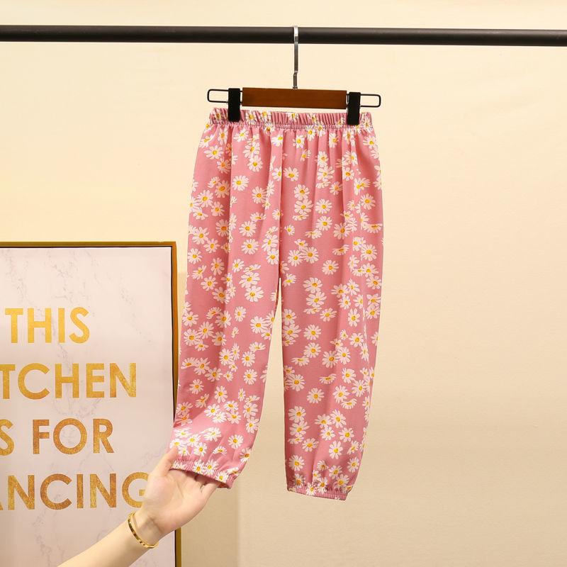 Boy's and Girl's Spring and Summer Casual Pants Children's Autumn Large Size Floral Print Loose Trousers