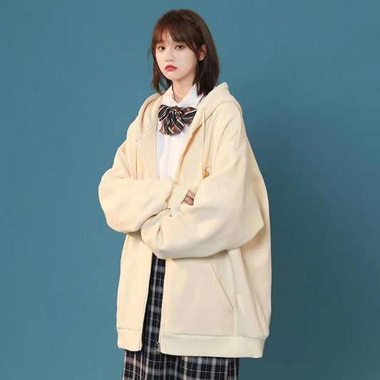 Women's Hooded Sweater Jacket Spring and Autumn Lazy Style BF Sweater Cardigan Ladies Casual Loose Baseball Uniform Ins Student Coat