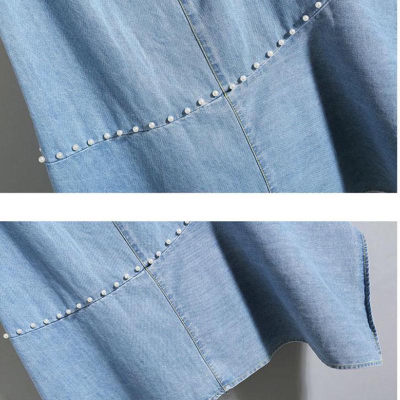 Fashion  Women Plus Size Skirt Set Summer Short Sleeve Printed T-shirt Asymmetric Denim Skirt 2 Piece Set Skirt and Tops