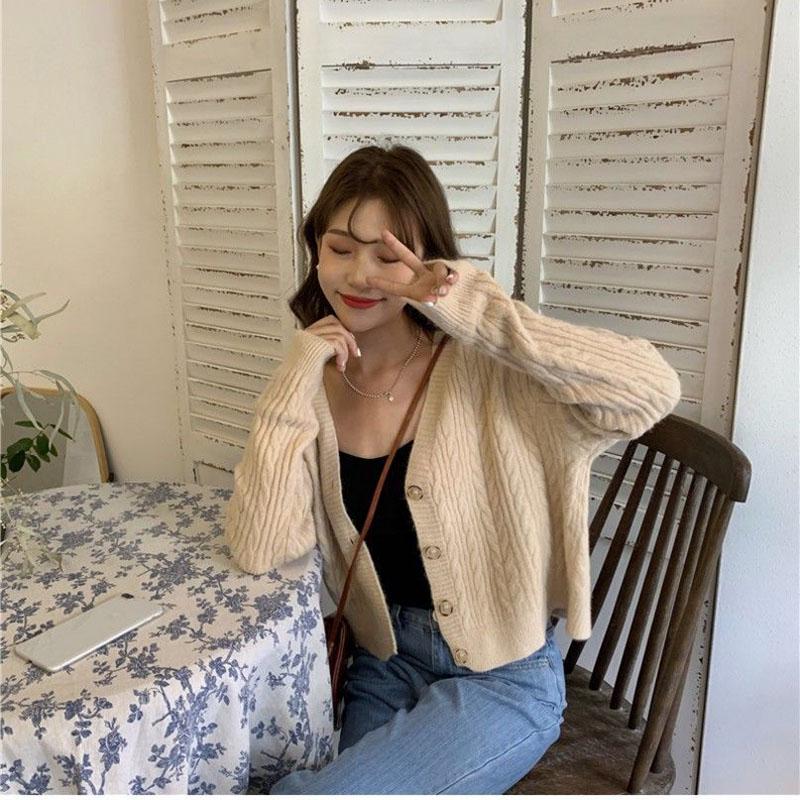 Autumn European and American Style Coat Loose V-neck Knitted Bottoming Shirt Thin Fashion Cardigan Youth Women's Top