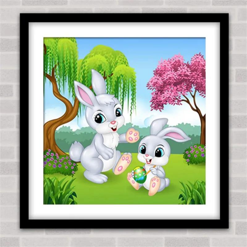 Diamond Painting Full of Diamond Dot Stickers Diamond Cross Stitch Cartoon Bedroom Children's Small Cute Rabbit