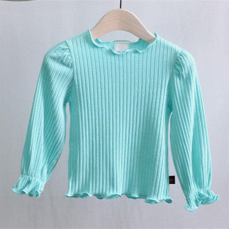 Girls' Bottoming Shirt Spring and Autumn Clothing Thin Cotton Long-sleeved T-shirt for Girls Middle and Small Children Puff Sleeve Top