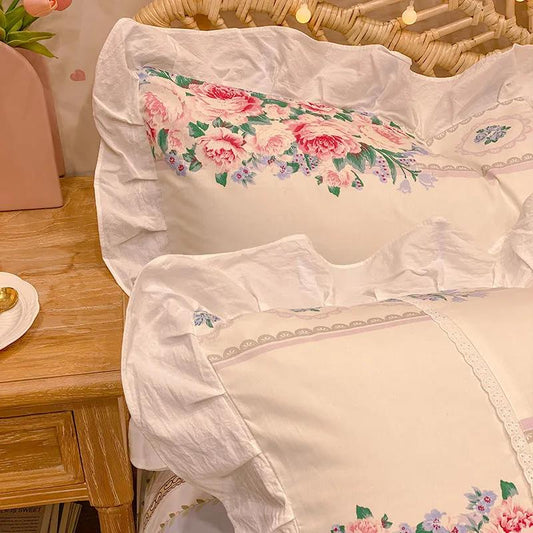 High-grade Cotton Princess Pillowcases A Pair of Floral Print Large Pillowcases 48*74cm Bedding