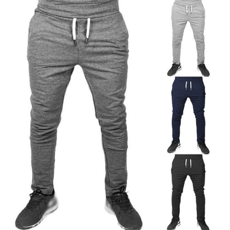 Spring and Autumn Thin Sports Trousers Men's Jogging Pants Slim Fit Elastic Waist Small Pants Solid Color Plus Size Pants