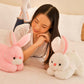 Children Lovely Little Rabbit Plush Doll Cute Silk Ribbon Lying Rabbit Plush Toys Kids Sleeping Doll Pillow Gifts
