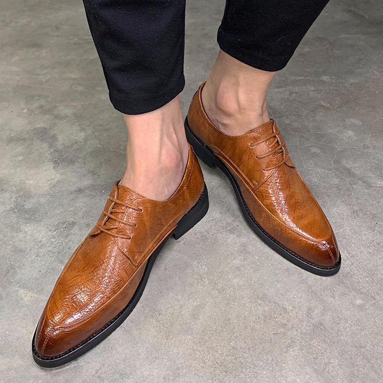 Formal British Style Men Leather Trend Pointed Toe Slip-On Design Mens Business Wedding Dress Shoes