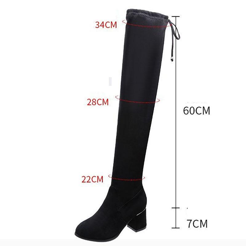 Women's Mid-heel High Boots Spring and Autumn Over The Knee Boots Thick Heel Women's Boots Summer Stretch Boots Plush Boots