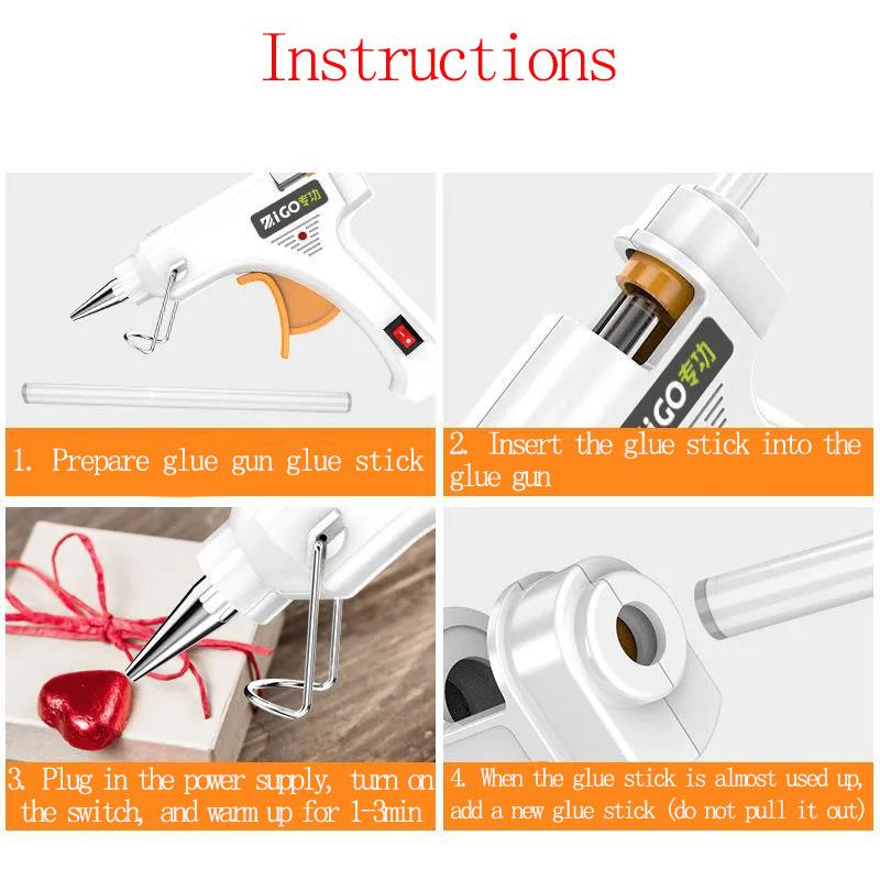 White Electric-hot Melt Gun Household DIY Repair Tool 90W Mini Glue Gun Student Tool Use 7mm Glue Stick