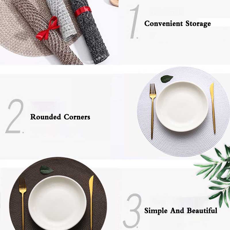 2pcs/4pcs/8pcs PP Round Cushion Weaving Waterproof and Mildew-proof Tablecloth Heat Insulation