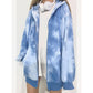 Women Tie-dye Printed  Hoodies Sweatshirt Coat Zip Up Outerwears Hooded Jacket Pockets Plus Size Outwear Tops