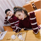 Autumn and Winter Casual Sweater Striped Pattern Loose Top Men and Women Half High Neck Lover's clothes
