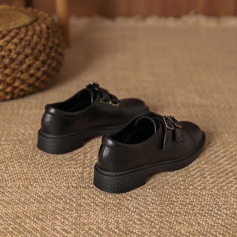 Korean Version of Small Leather Shoes Women Single Shoes Women Soft Leather Platform Loafers Lazy Shoes