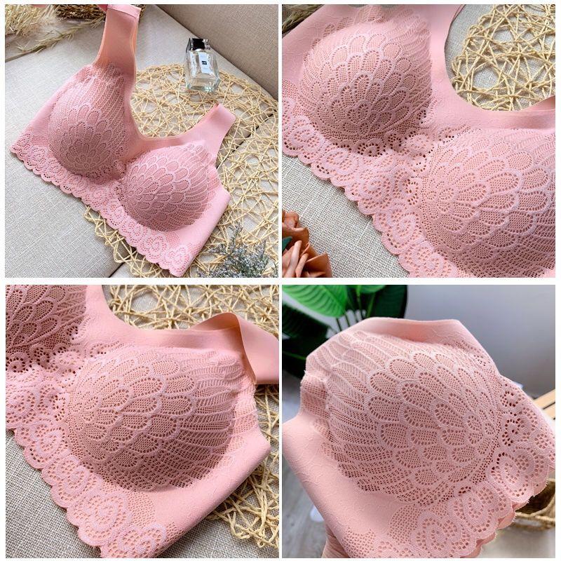 Thai Latex Anti-mite No Steel Ring No Traces Collection Side Milk Gathered Beauty Vest Vest Lace Skin-friendly Soft Bra