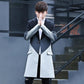 Spring & Fall Wool Coat Men Casual Slim Windbreaker V-neck Business Jacket Trend Comfortable  Parka Long