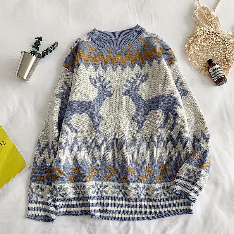 Large size Christmas clothing Sweater Woman Loose Long sleeve sweater Winter Round neck sweater
