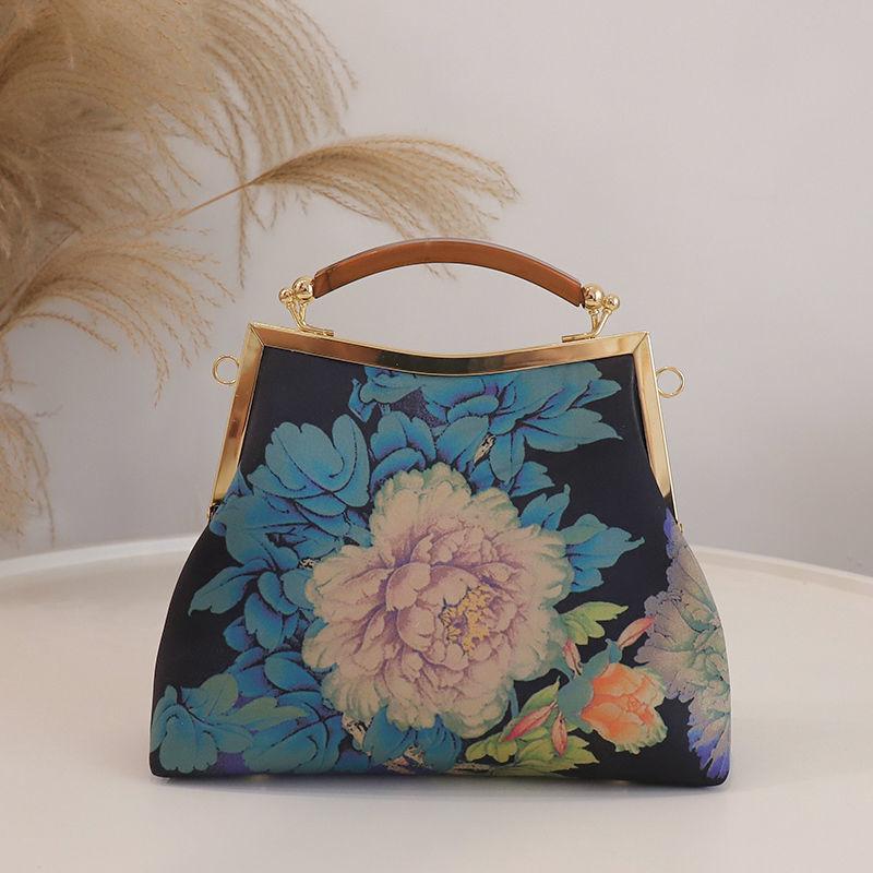 Ethnic Style Women Printing Handbag Messenger Dual Purpose Exquisite High Quality Elegant Doctor Bag Evening Banquet Bag