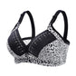 Large Size Thin Leopard Print Bra Underwear Female Super Gathered Sexy Big Breasted Anti-sagging No Steel Ring Bra