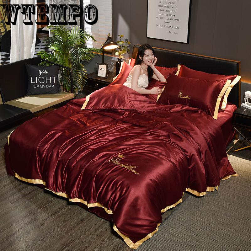 Summer Solid Color European Four-piece Bedding Comfortable Bedroom Home Supplies