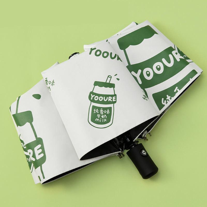 Simple Painting Small Fresh Ins Sun Umbrella Anti-ultraviolet Student Female Folding Sun Umbrella Sunny Umbrella Dual-use Automatic