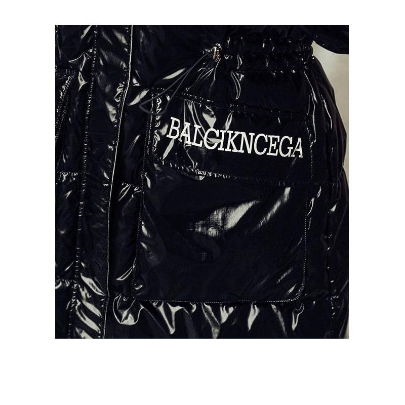 Down Jacket Shiny Korean Version of White Duck Down Thick Loose Mid-length Waist Thinner Hooded Fashion