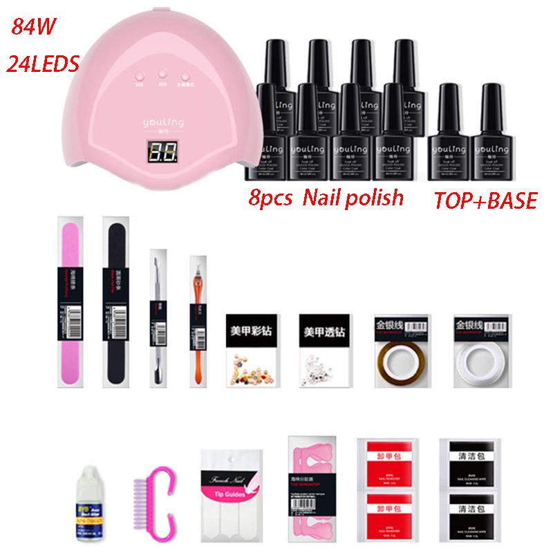 Nail Set UV LED Lamp Dryer With 30pcs Nail Gel Polish Kit Soak Off Manicure Tools Set Nail Art Tools