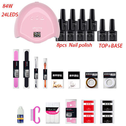 Gel Nail Polish Starter Kit UV LED Lamp Dryer Nail Gel Polish Kit Manicure Tools Set Nail Art Tools