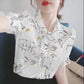 Floral Blouse Women Fashion Korean Tops Summer Short Sleeve Blouses Plus Size