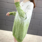 Women's Mohair Sweaters Thick Pullover Knitwear Gradient Color Round Neck Fuzzy Sweater