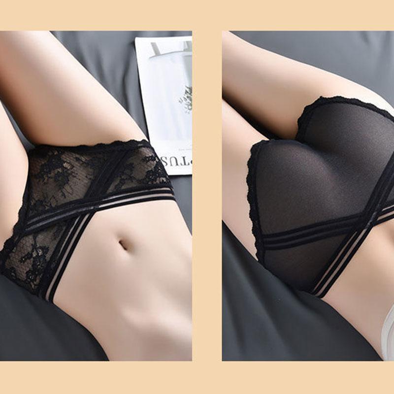 3PCS Women's Low Waist Lace Panties Pure Cotton Crotch Seamless Breathable Pregnant Women Low Waist Comfortable Triangle Ladies Sexy Shorts