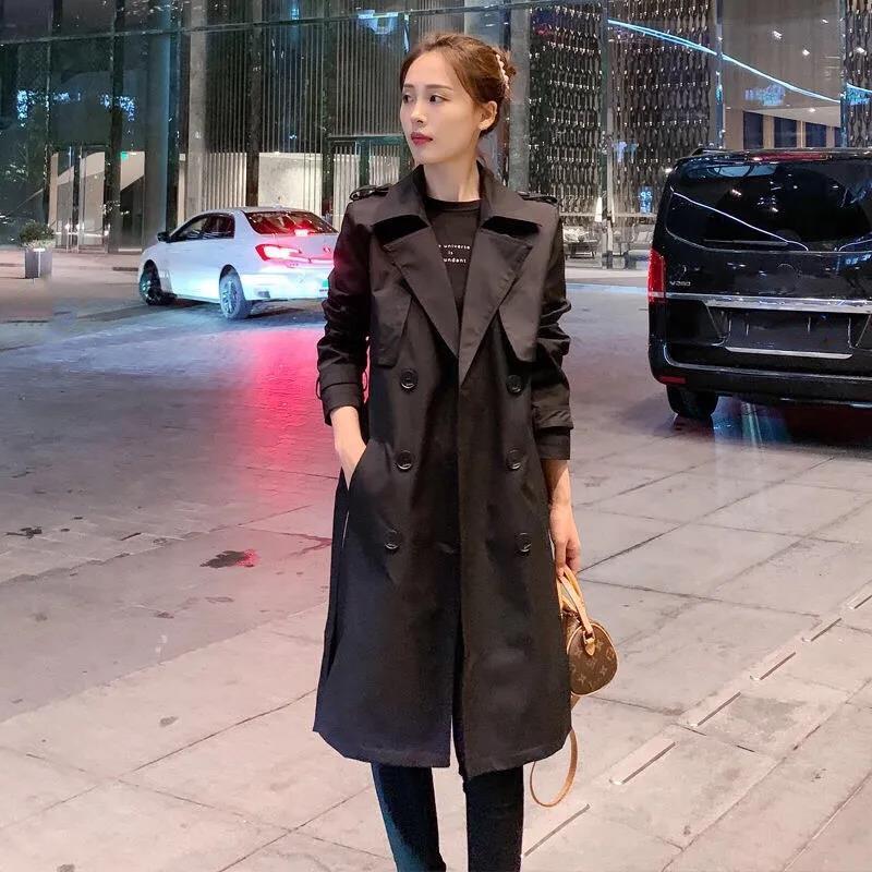 Windbreaker Women's Mid-length Spring Two-piece British Style High-end Atmospheric Loose Vest Coat