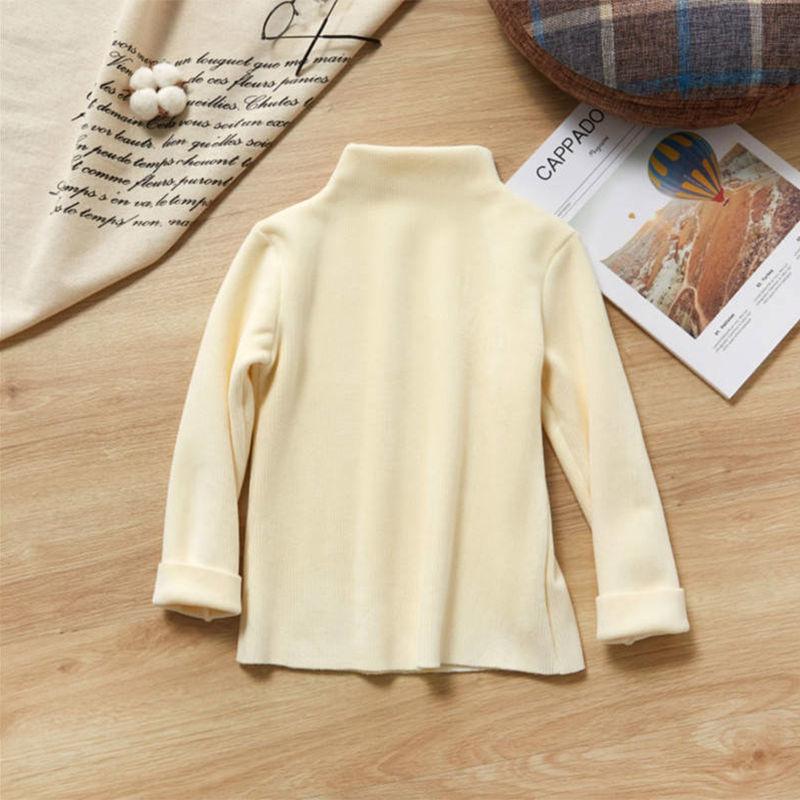 Girls Plus Fleece Cationic Warm Clothes Self-heating Autumn and Winter Double-sided Fleece Turtleneck Sweater Bottoming Shirt