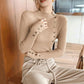 Pofulove Turtleneck Hollow Top Fashion Shirt Slim Sweater Cannot Ball BallButton Turtleneck