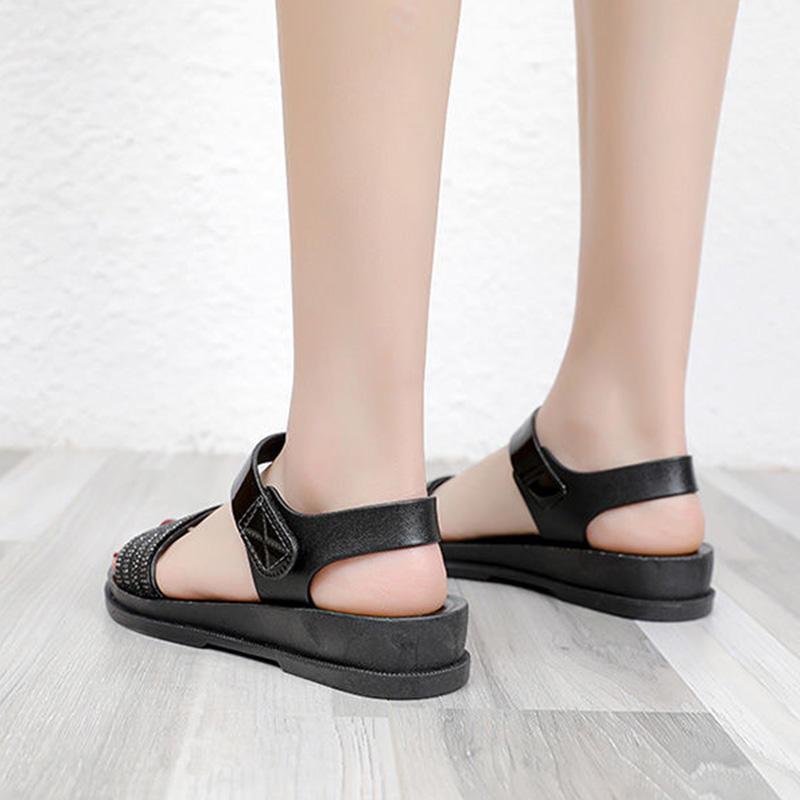 Sandals Female Roman Shoes Summer Rhinestone Fairy Style Wild Tide Shoes Slope Heel Fashionable Mother Sandals Out