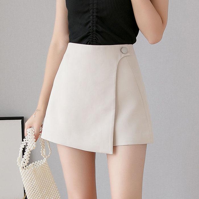 Pofulove Women High Waist Chiffon Wide Leg Shorts Skirt Students Casual Thin Suit Pants A-line Pants