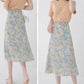Floral Skirt Women's A-line Skirt Is Thin High Waist Chiffon Printed Midi Skirt Small Daisy Flower Skirt