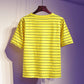 Fashion Summer T-shirt Set Loose Striped T-shirt Denim Short Two-piece Set Women Shorts Set Outfits