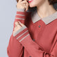 Women's Lapel Knit Sweater Fashion Button Solid Color Pullover Thickened Warm Plus Size Sweater