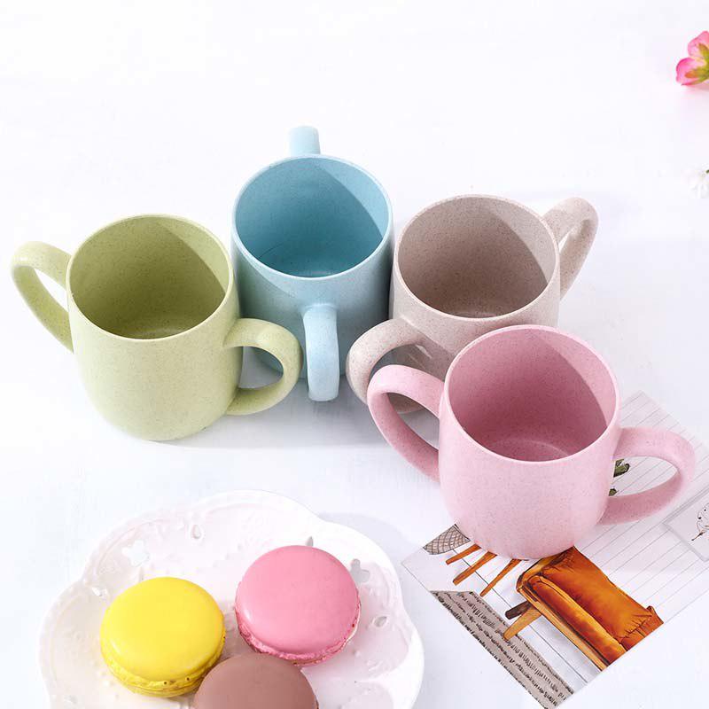 WTEMPO Baby 250ml Cups Cute Wheat Pp Feeding Drinking Drinkware With Handle Nature Safe Material Kid