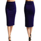Women's Summer Solid Color Slim Mid-length Skirts Office Ladies Large Size Stretch Skinny Pencil Skirt