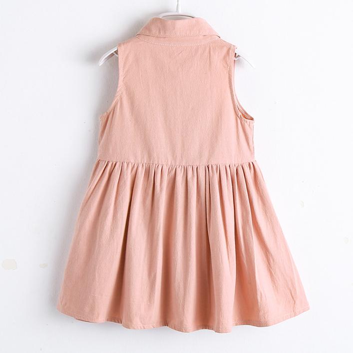 Children's Dress Girls Summer Dress Children's Embroidery Princess Skirt Baby Thin Solid A-line Sleeveless Skirt