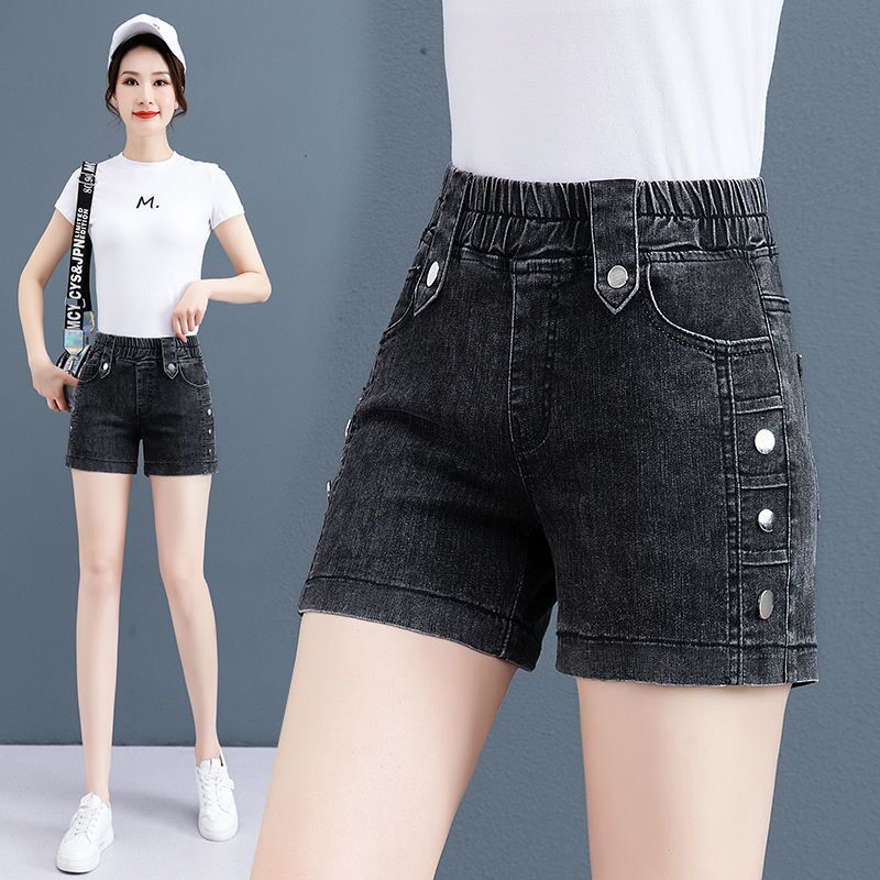 Denim Shorts Women's Summer Elastic Waist Loose Wide Leg Pants Fashion Casual All-match Shorts