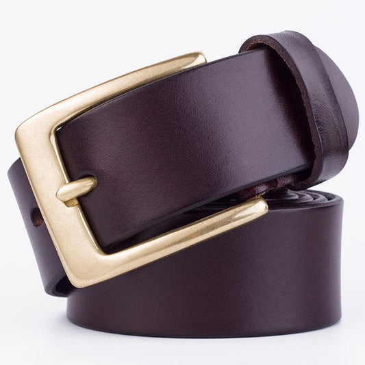 Genuine Leather Belt Men's Leather Casual Belt Waist Strap Alloy Pin Buckle Belt