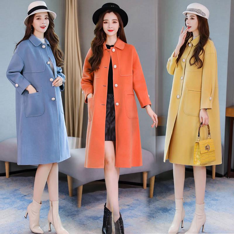 Women Coat Fashion Female Winter Jackets Elegant Long Woolen Womens Outerwear Females Overcoat