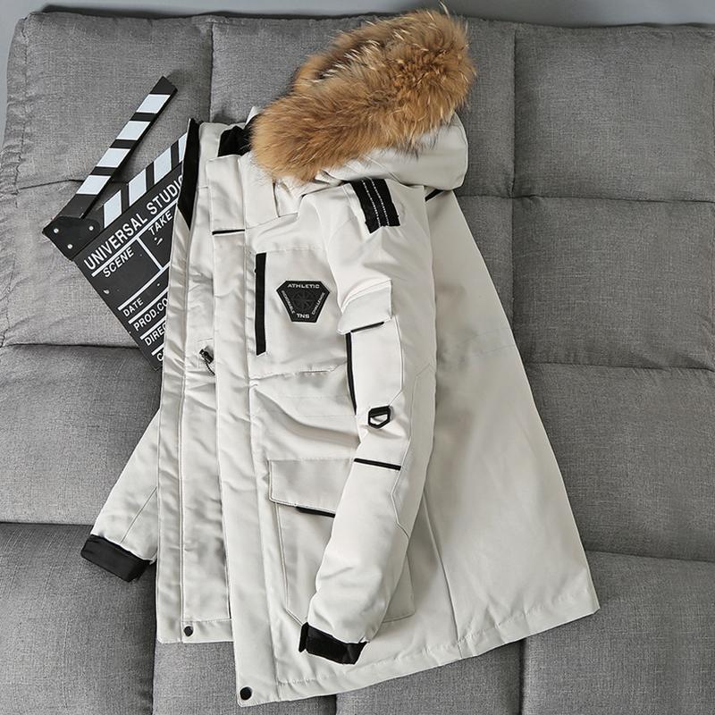Winter Parka Men's Coat Long Oversize Real Fur Hood Military Army Male Jackets Padded Fleece Cloths