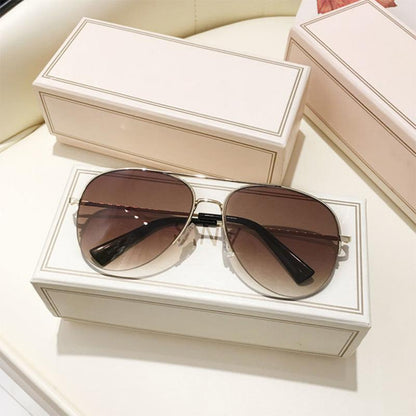 Sunglasses Pilot Super Cool Toad Mirror Brown Half Frame Sunglasses Men Driving Women Couple Sunglasses Black