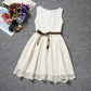 Girl Sleeveless Lace Dress Summer Tutu Skirt Hollow Out Casual Party Gowns Waistband Mini Dresses