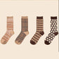 Four Pairs of Women's Socks Autumn and Winter Thickening Warmth Fashion Tube Socks Retro Printing Pile Socks