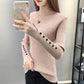 Autumn and Winter Half Turtleneck Loose Bottoming Shirt Button Split Sleeve Sweater Slim Casual Knit Sweater
