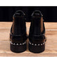 Leather Pointed Toe Thick Heels Chelsea Boots Women Back Rivets Decorate Ankle Martin Booties